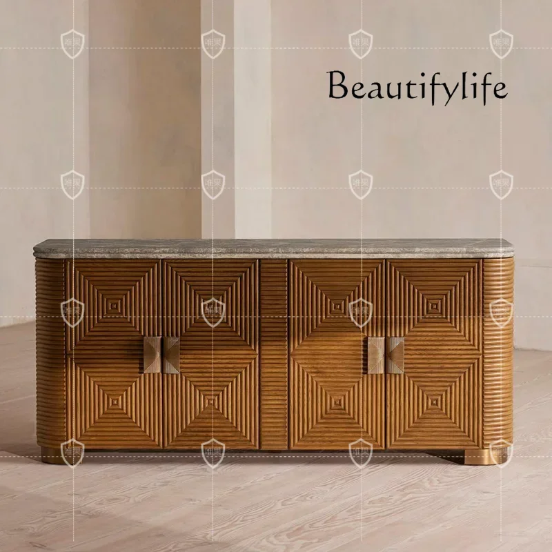 YJ57 خزانة جانبية لتناول الطعام من الخشب الصلب بالكامل على طراز العصور الوسطى، خزانة جانبية لتناول الطعام الفرنسية القديمة، خزانة مدخل، وضع مصمم للتخزين #2