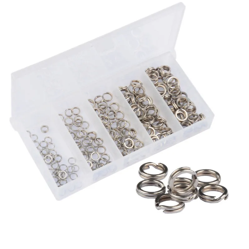 250Pcs 5 Sizes High Strength Large Tensile Force Fishing Loop Fishing Stainless Steel Split Rings Fishing Lure Connector view 6