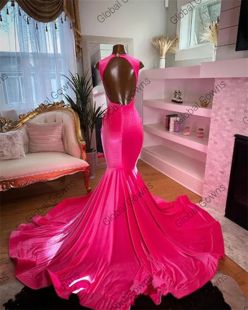 Robe de Rhlongue rose à col rond pour filles noires, cristal perlé, robes de fête d\'anniversaire, robe de soirée en biscuits, robe personnalisée,