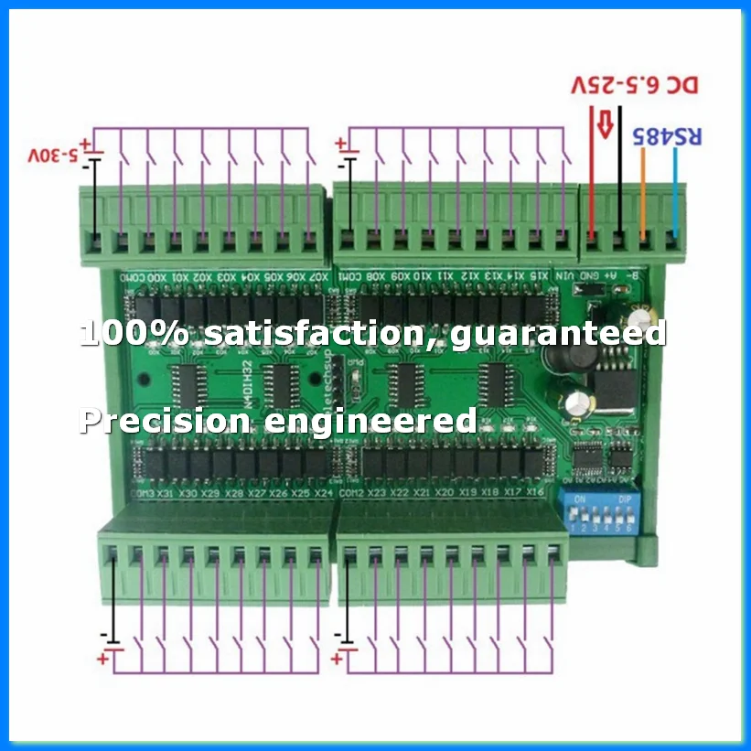 32Ch PNP Isolated Digital Input RS485 Modbus Rtu Controller DC 12V 24V PLC Switch Quantity Acquisition Board(with Case)-A69M