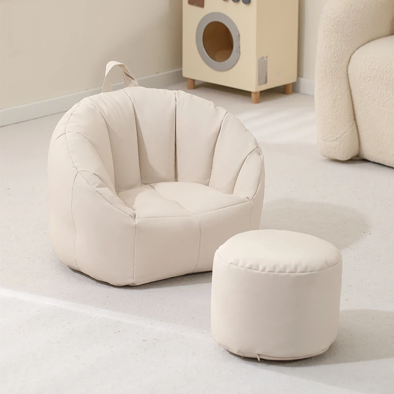 Italian Style Bean Bag Sofa Chair Factory Direct Wholesale White Waterproof Fabric Minimalist Design for Living Room or Kids