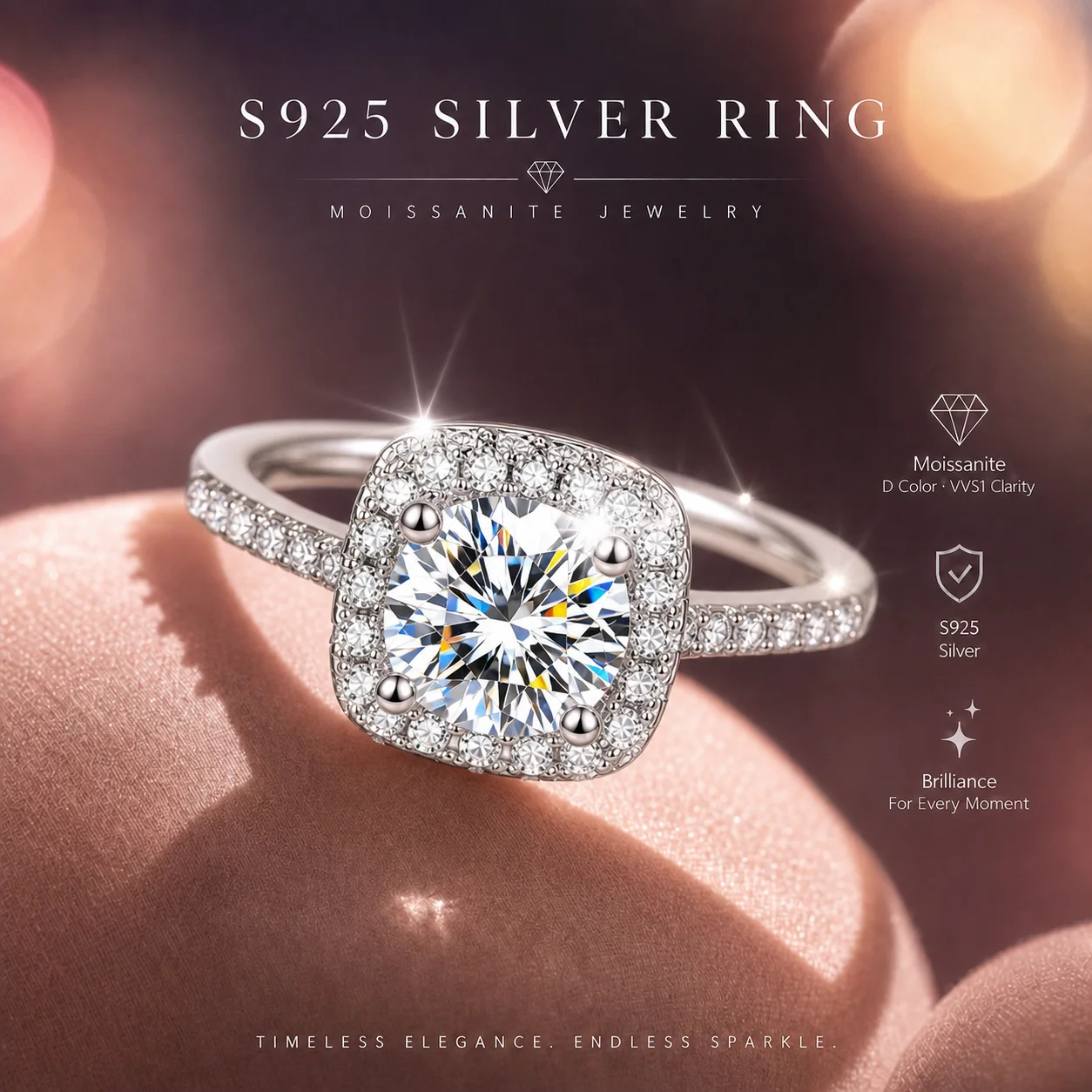 Größenverstellbare Ringe mit GRA-Zertifikat, 1 Karat runder Moissanit-Diamant für Damen, Geschenk, 925er Sterlingsilber, hochwertiger Schmuck – Detail 7