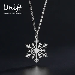 Unift Aesthetic Snowflake Necklaces Stainless Steel Women Necklace Trendy Winter Jewelry Snowfall Neck Accessories Mother's Day