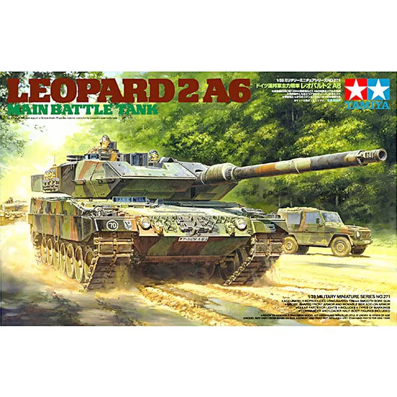 

TAMIYA 35271 Leopard 2A6 Main Battle Tank 1/35 Military Assembling Scale Model Kit DIY Toy, Collection Birthday Gift