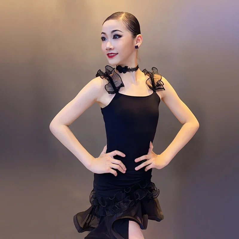 

2025 New Girls Latin Dance Suit Kid National Standard Dancing Practice Clothes Stage Performance Wear Training Clothes