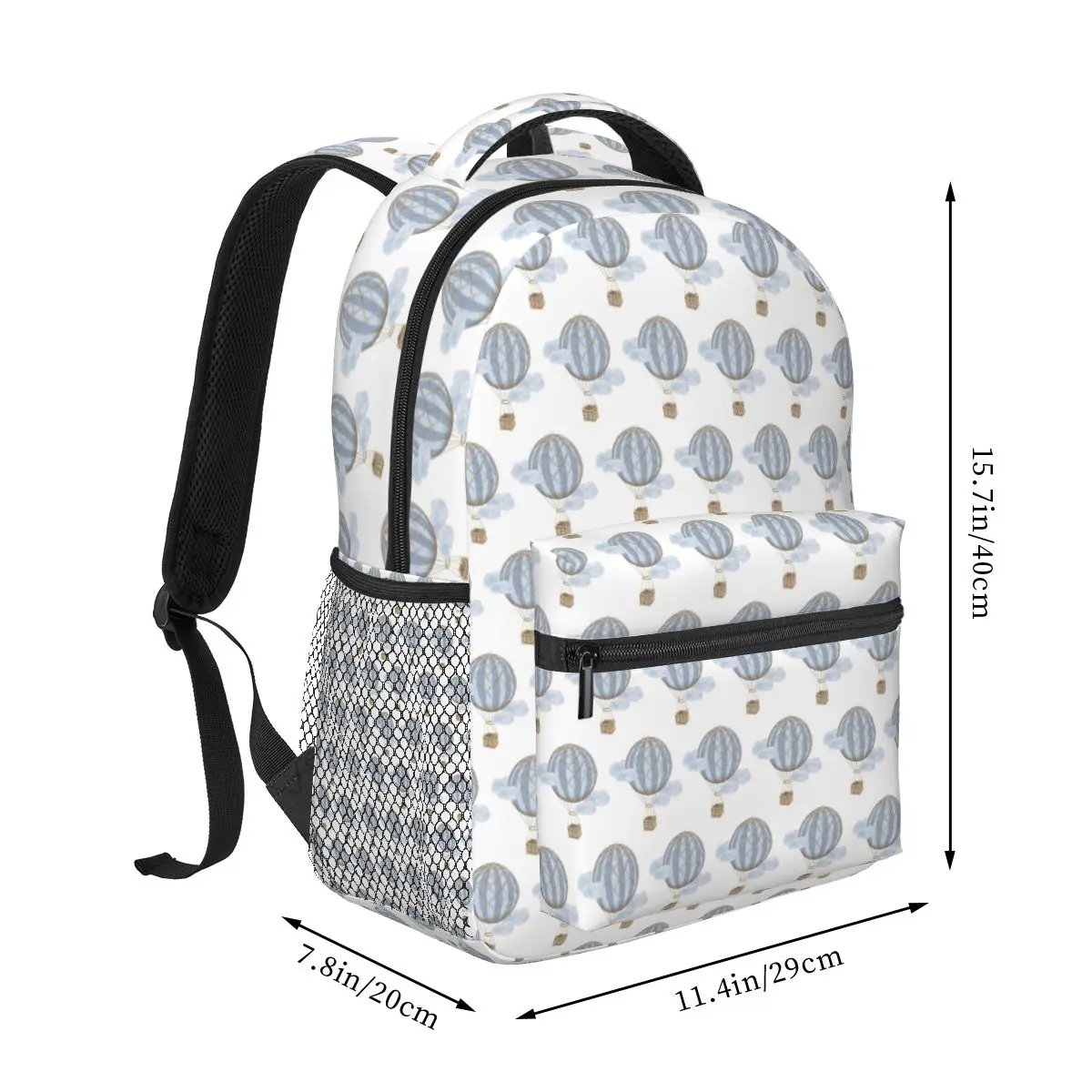 Blue Vintage Hot Air Balloon Backpack Hot Sale Daypack Large Capacity Children BookBag School Bag Shoulder Bags for Men Women