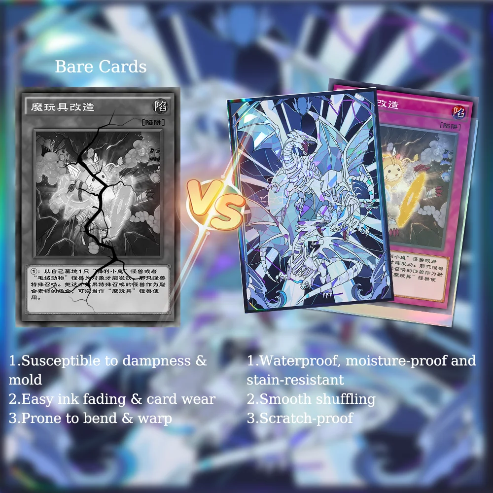 50 PCS 63x90mm Dragon Starry Stained Glass Card Sleeve Toploading Holo Japanese Sizes Card Sleeve Protectors for YGO view 3