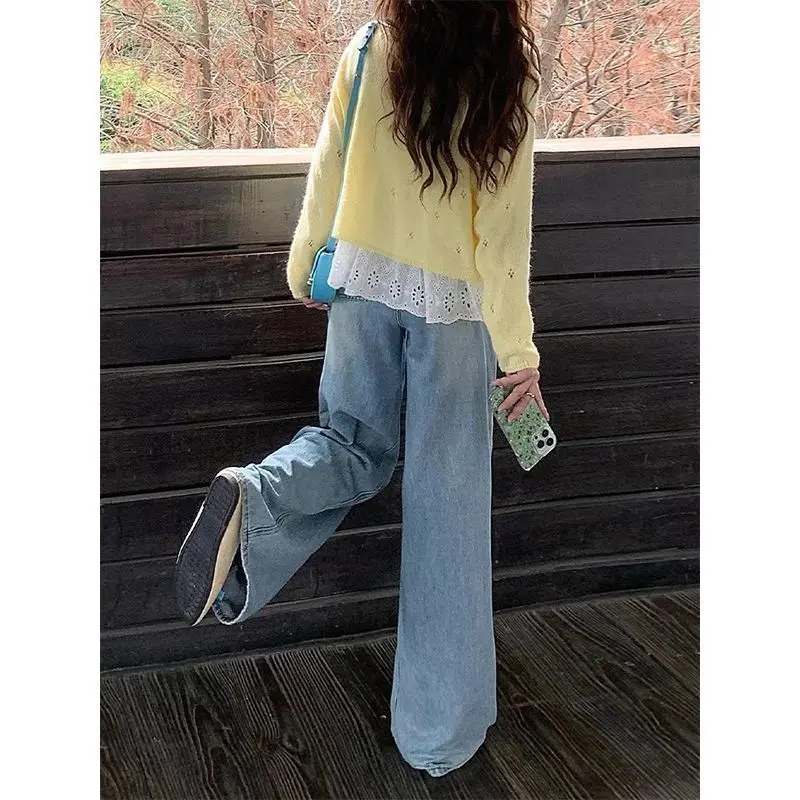 

Джинсы Расширямые Femmes Женские брюки Стираные изношенные рваные потертые края Женские джинсовые модные гранж Альтернативные панк-рок