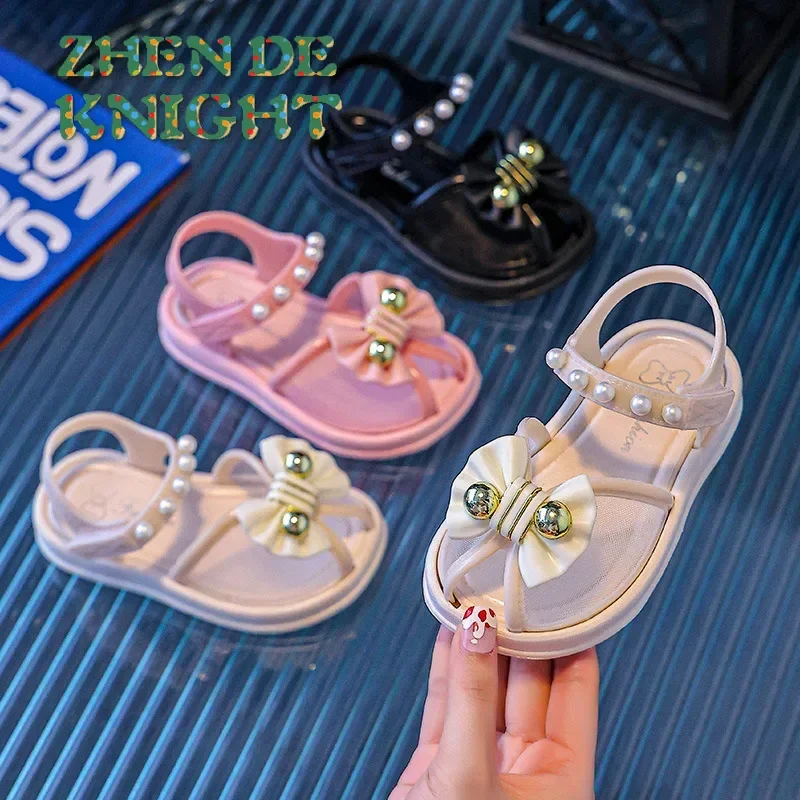

Princess Sandals for Girls Toddler Head Wrap Slippers Baby Summer New Butterfly Knot Flat Sandals Children Beach Shoes