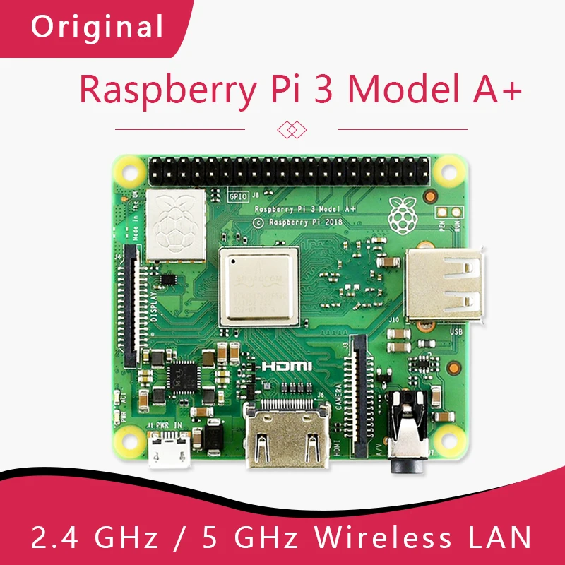 Raspberry Pi 3 Original Modelo A+ Plus CPU de 4 núcleos BMC2837B0 512M RAM Pi 3A+ con WiFi y Bluetooth