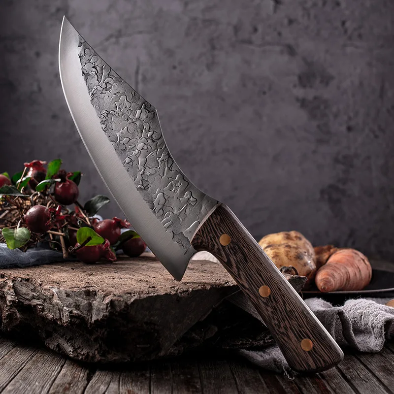 Hand Forged Meat Cleaver Stainless Steel Kitchen Knives Full Tang Handle Chef Slicing Butcher Slaughter Cutting Tools