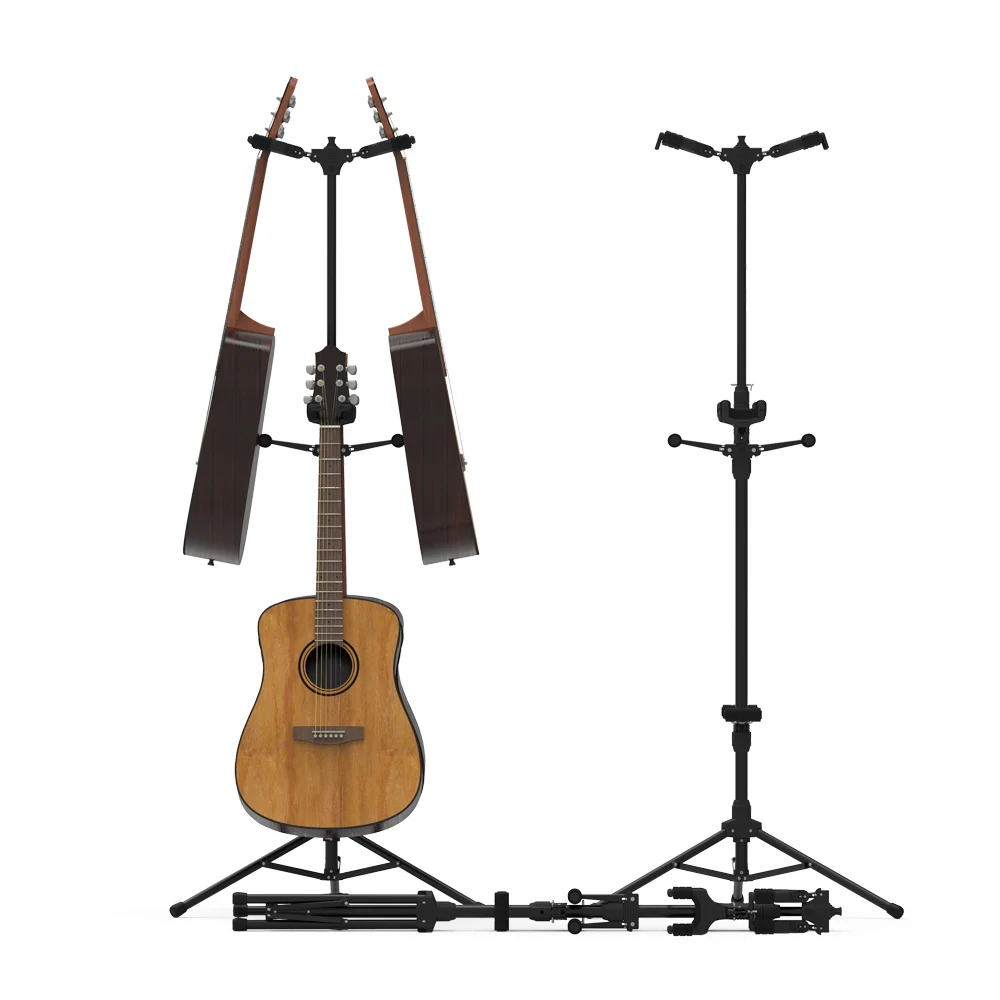 GALUX GS-214 Guitar Stand Gravity Self-Locking Structure Height Adjustment Vertical Floor Stand Foldable Stable Holds 4 Guitars