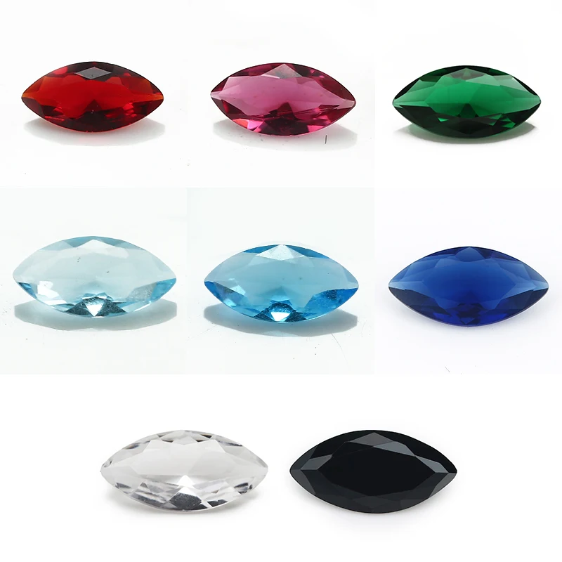 1.5x3mm~8x16mm Marquise Cut Loose Glass Stone Sea Blue Rose Red Green White Black Garnet Color Synthetic Gems Beads For Jewelry