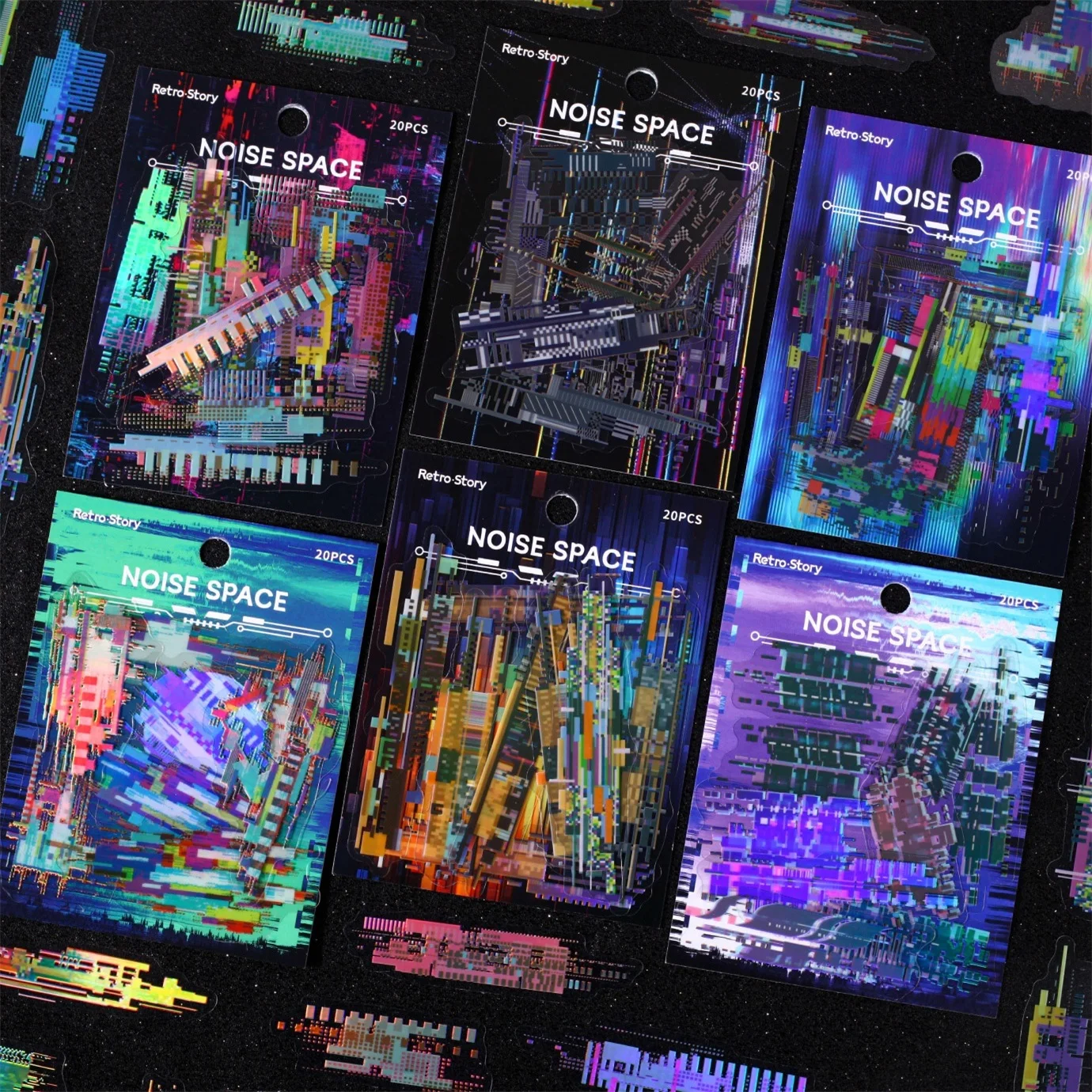 

20 pcs Noise space Theme PET Stickers Scrapbook Decor Sticker Label Diary stationery Junk Journal Planner Materials