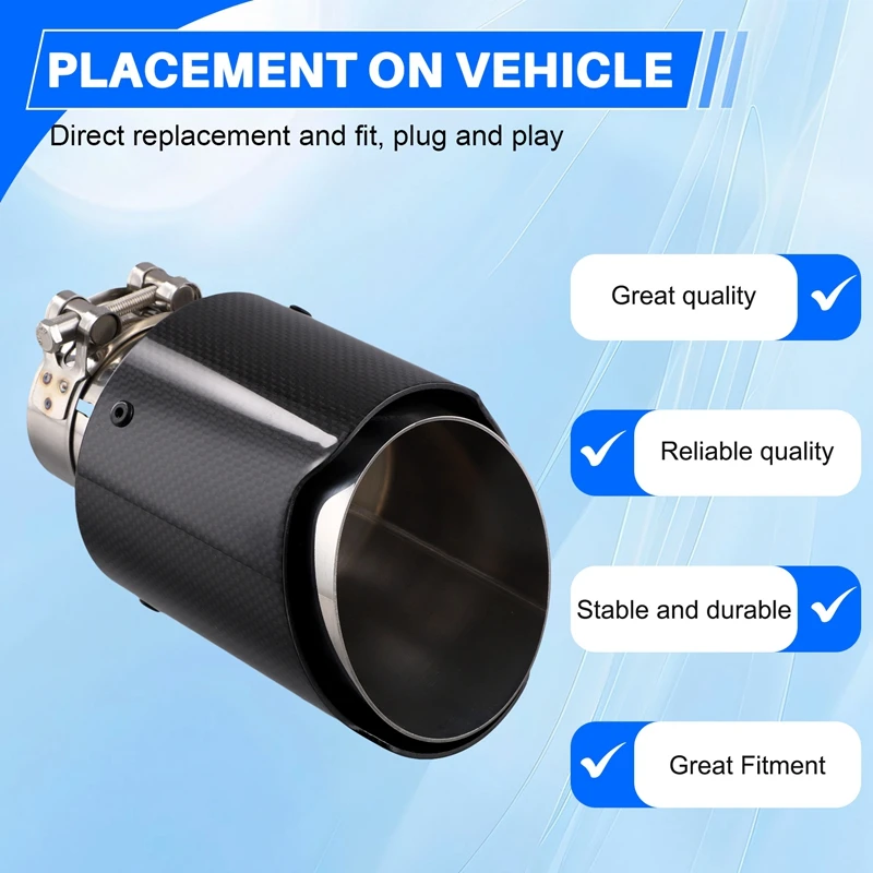 Car Bright Carbon Fiber Exhaust Tip Universal Car Exhaust Pipe Modification Tail Throat Clip-On Tail Pipe