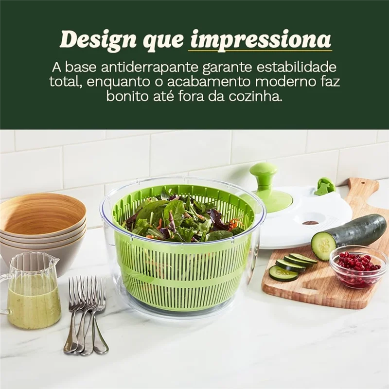 BMBY-Large Spin Stop Salada Spinner Wash, Ensalada Spin & Seca Verdes Lavar Frutas y Verduras, 5Qt