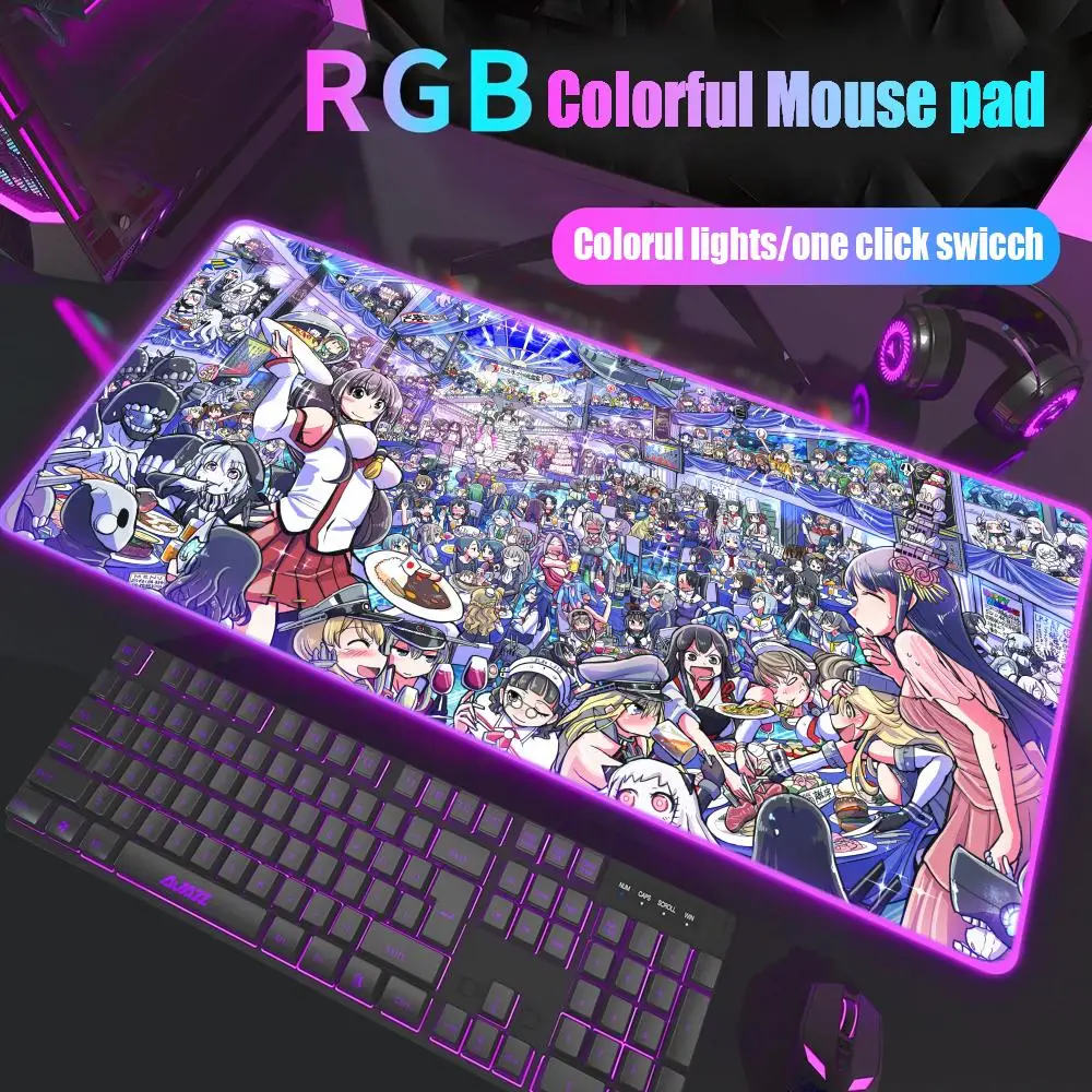 

KanColle Fleet Girls Collection Kantai Collection Mouse Pad Game Rgb Desk Mat Back Light Led Mousepad Setup Deskmat Big Mousepad
