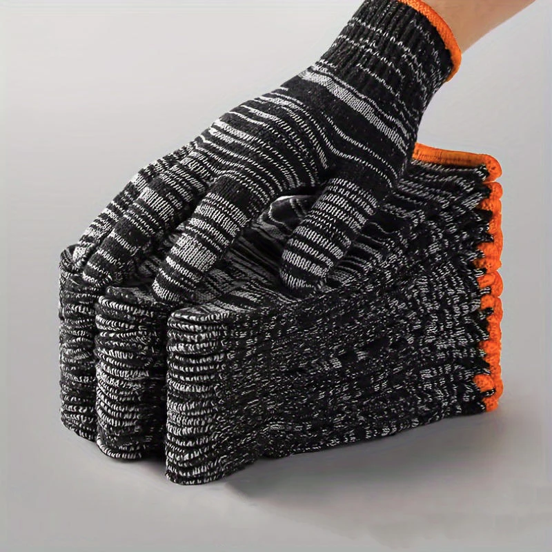 

24 Pcs Protective Gloves Cotton Thread Gloves Work Thick Nylon Black Yarn Wear Resistant Cotton Thread Gloves
