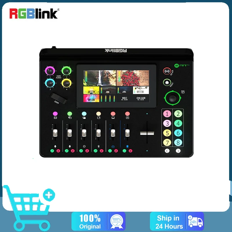 

Rgblink mini-mx Video Switcher HDMI-Compatible 2.0 4K Multi-channel Streaming Video Mixer with 5.5 inch Touch Screen