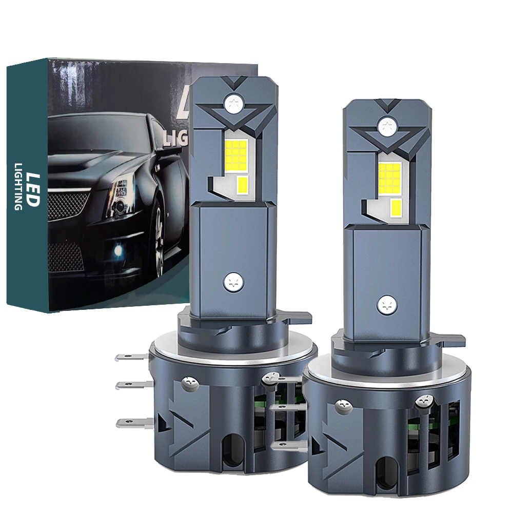 2Pcs H15 LED Headlight Bulbs CANBUS 6000K Mini 1:1 Replacement Car LED High Beam DRL Driving Lamp With Cooling Fan Error Free