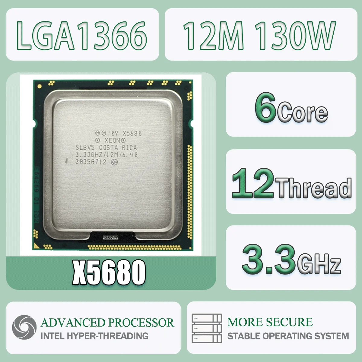 Intel Xeon X5680 3.3GHz 6 Cores 12 Threads 12M 130W Computer CPU Processor Server X5680 Package LGA 1366