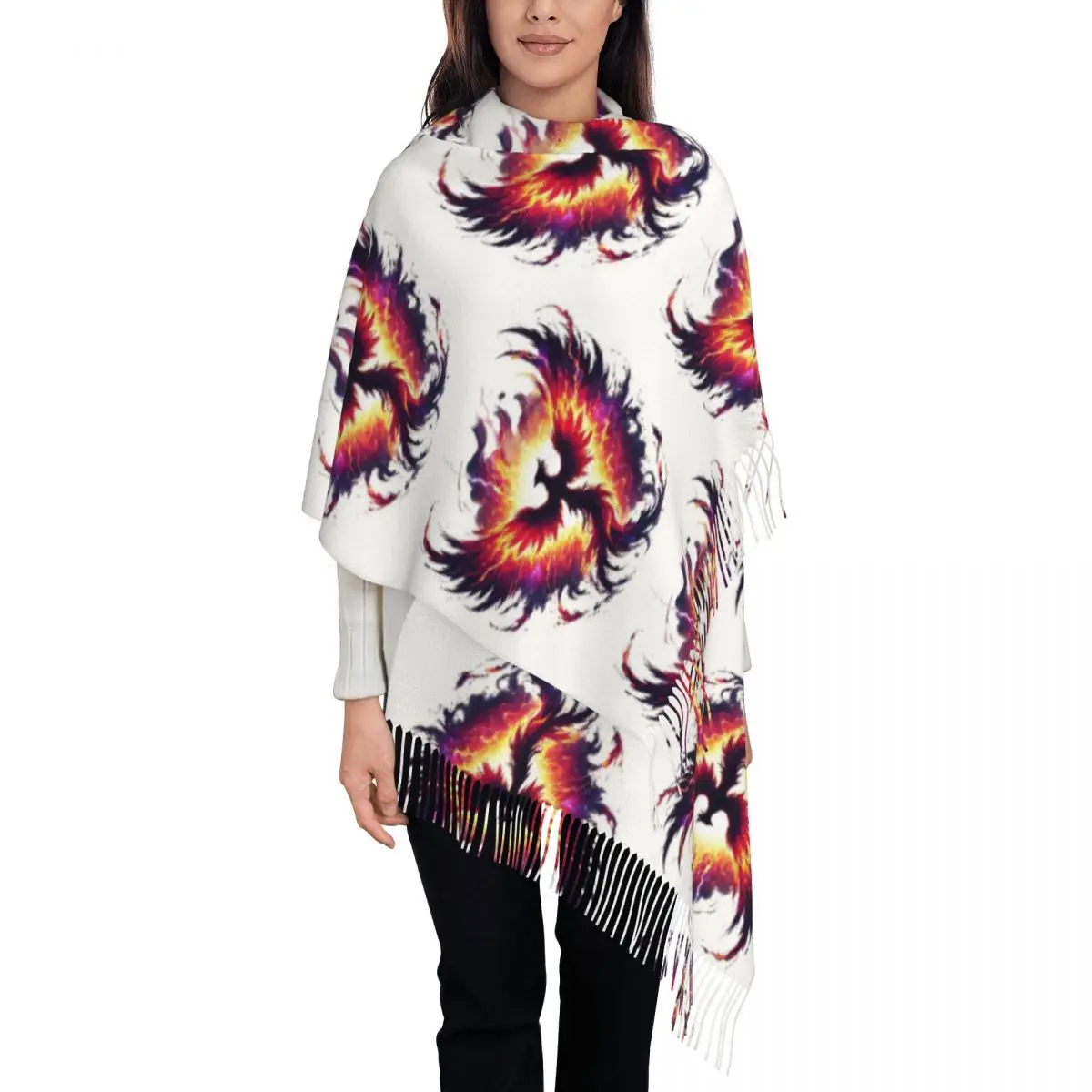 

Rising Phoenix Blaze 2 Scarf Tassel Scarves Women Soft Warm Shawls and Wraps Large Fall Winter Shawl Wrap