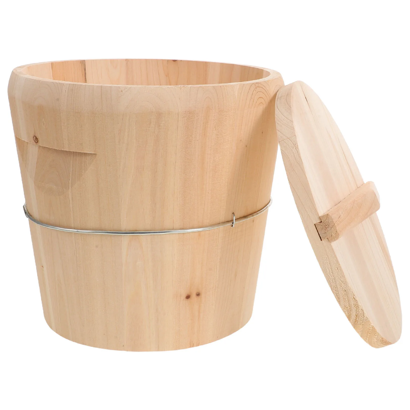 

Sushi Rice Bucket Natural Wood Mixing Tub with Lid for Steaming Stirring Sushi Prep Japanese Cooking Home Or Commercial Kitchen