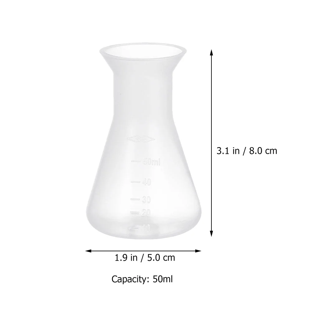 8 Pcs Laboratory Flask Erlenmeyer for Experiment with Scale No Cover Conical Plastic Pp Chemistry Chemical Reusable