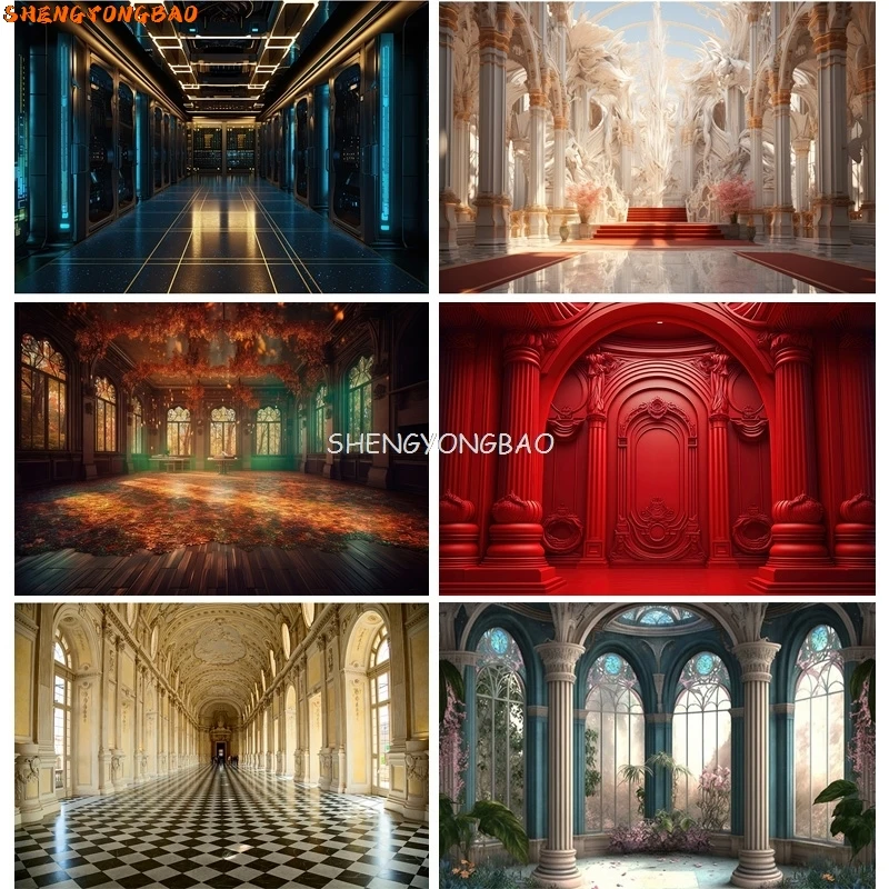 

Retro Palace Castle Theme Photography Backdrops Props Vintage Theater Opera European Style Church Photo Studio Background ET-08