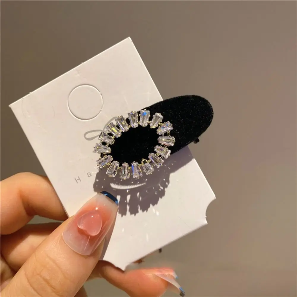

French Fashion Luxury Heart BB clip Bow Zircon Girls Hair Clip Velvet Duckbill Clip Sweet Barrettes Korean Style Hairpin