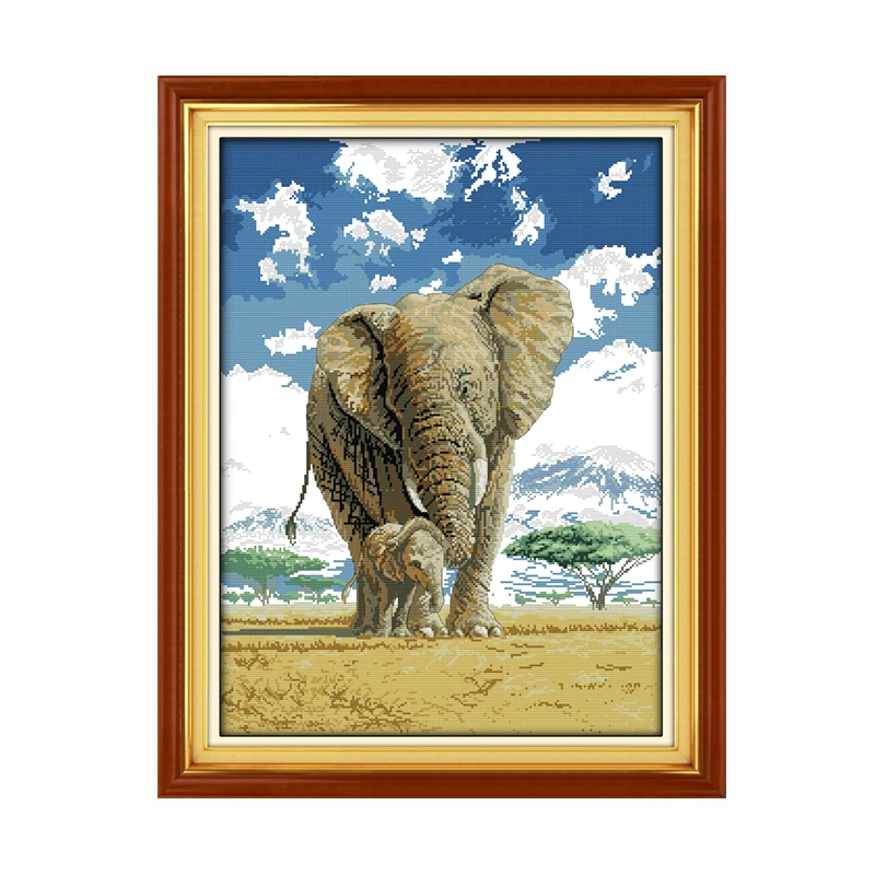 

Joy Sunday Elephant Diy Cross Stitch Wild Elephant Handmade Needlework Dmc Embroidery Thread Embroidery With Chinese Character