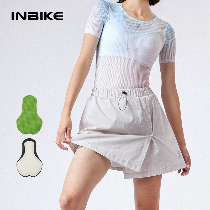 

INBIKE Women's Short-Sleeved Padded Pants, Professional Mountain Bike Riding Skirt