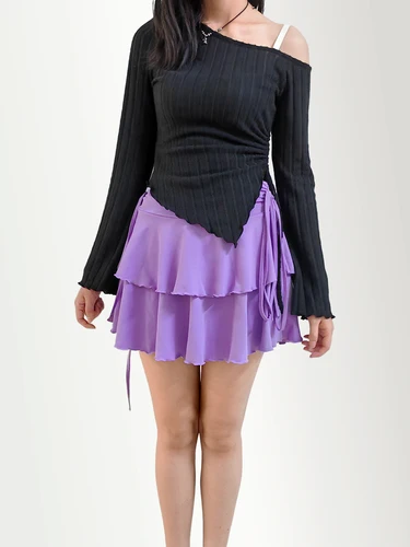 Imagen 2 del producto Y2k nueva falda de Color sólido mujer moda de verano al aire libre versátil cintura alta Slim Fit cintura elástica mini falda corta