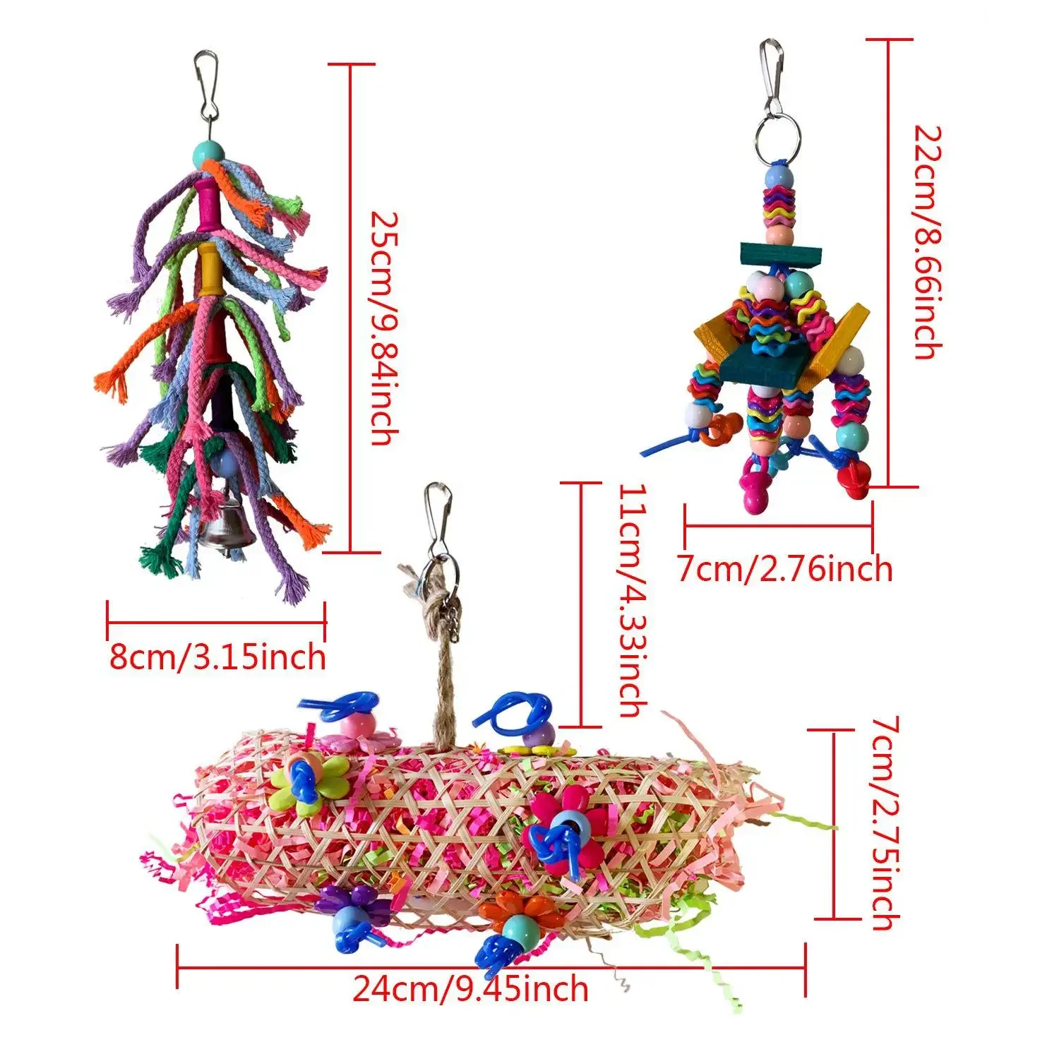 Parrot Bite Toy Pet Bird Toys Brushed Bite 3-Piece Set Color Random Match