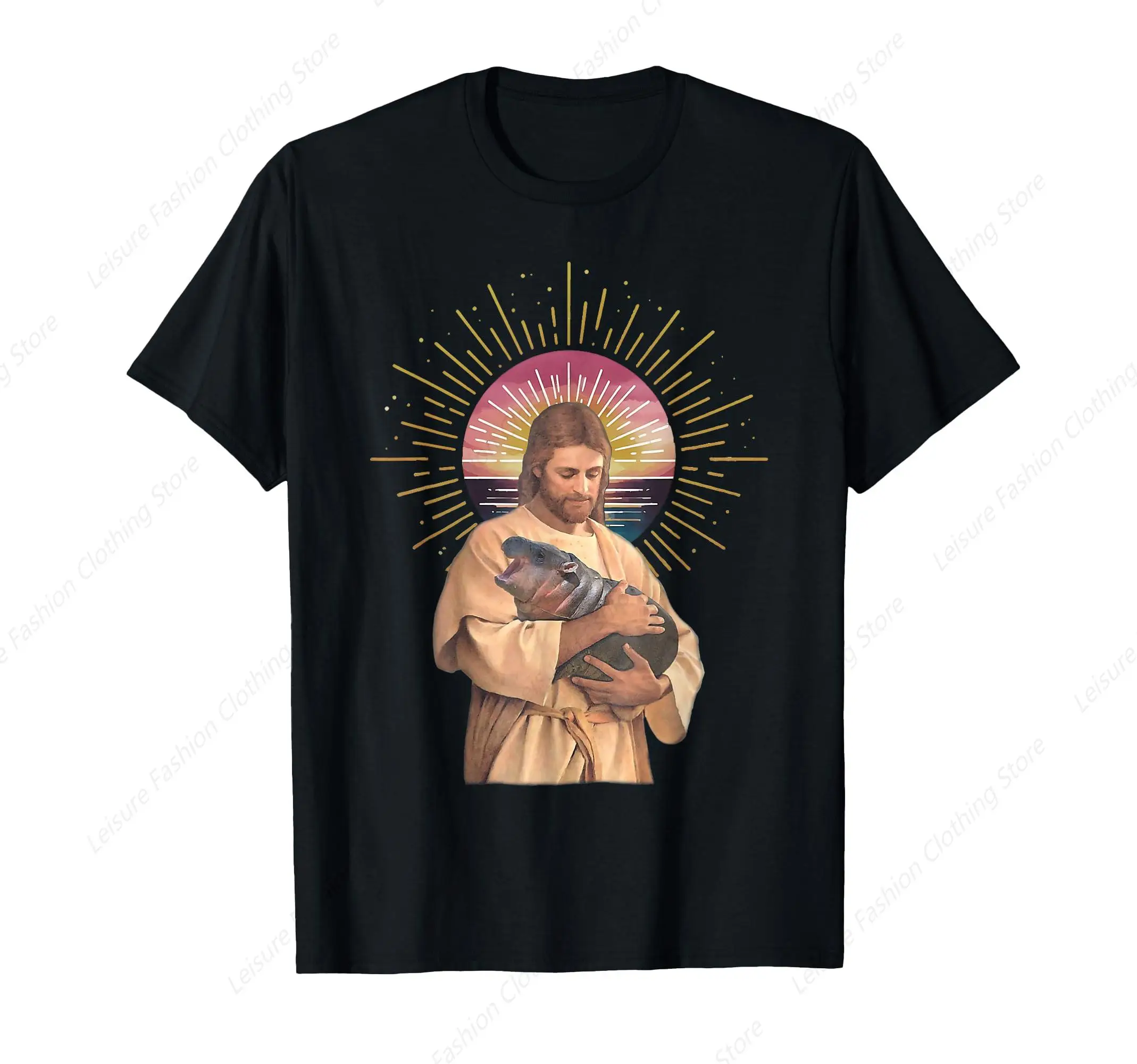 Jesus Loves Moodeng Cute Little Hippo in Thai Moo Deng Meme T-Shirt