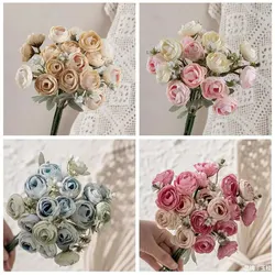 1pc 18 Head Small Artificial Peony Flowers, Wedding Hotel FurnitureDecoration, Simulation Flower For Home Decoration