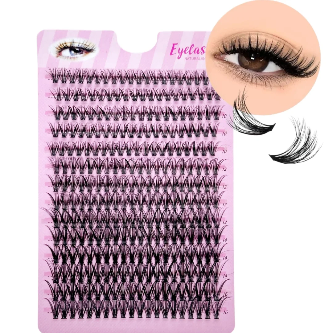 40D D Curling Cluster Eyelash Extensions, 280 Clusters Individual Clusters, Fluffy Soft and Light DIY Segmented False Eyelashes
