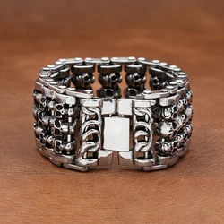 Punk Biker 316L Stainless Steel Skull Bracelets For Men Hip Hop Domineering Skeleton Mens Bracelet Heavy Jewelry Gifts Wholesale