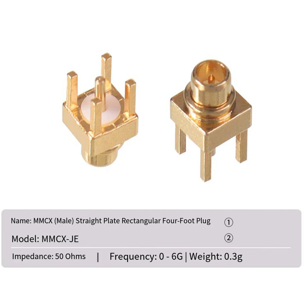 10 pcs Gold Plated MMCX-JE PCB Mount Connector for High Frequency Applications 50 Ohm Impedance from DC to 6GHz Stable Signal
