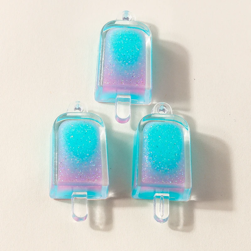 Leslie 10 Stück Harz-Charms in Farbverlauf-Optik, Eiscreme-Popsicle-Design, für Ohrringe, Halsketten, Anhänger, DIY-Schmuckherstellung, Zubehör – Detail 4