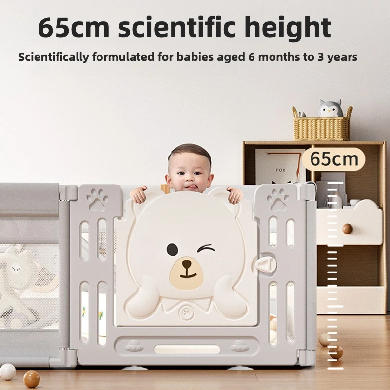 روضة أطفال بتصميم دب لطيف - سياج أمان للزحف والمشي، ساحة أنشطة داخلية لاستكشاف الرضع #5
