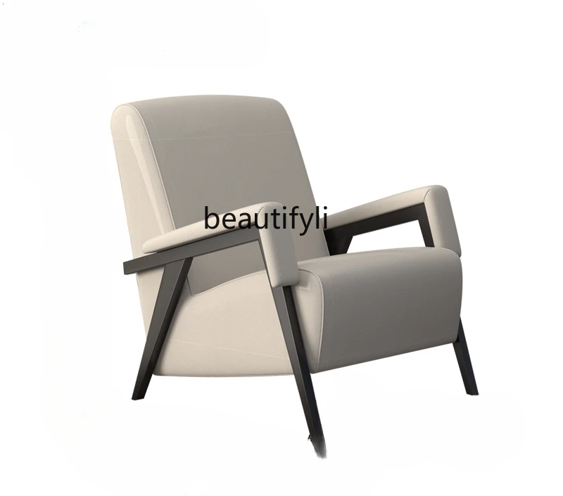 Silla de ocio minimalista y moderna para sala de estar, muebles de un solo asiento de madera maciza de diseñador para el hogar, balcón, apartamento pequeño