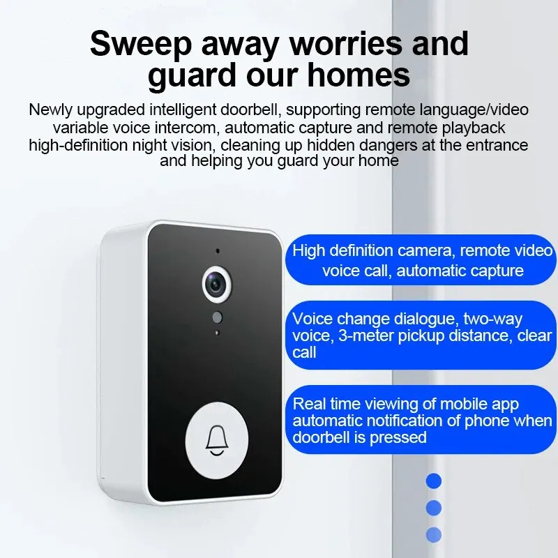 Intelligent Wifi Night Vision Low-Power Vga Visual Doorbell App Remote Language Intercom Mobile Push Notifications