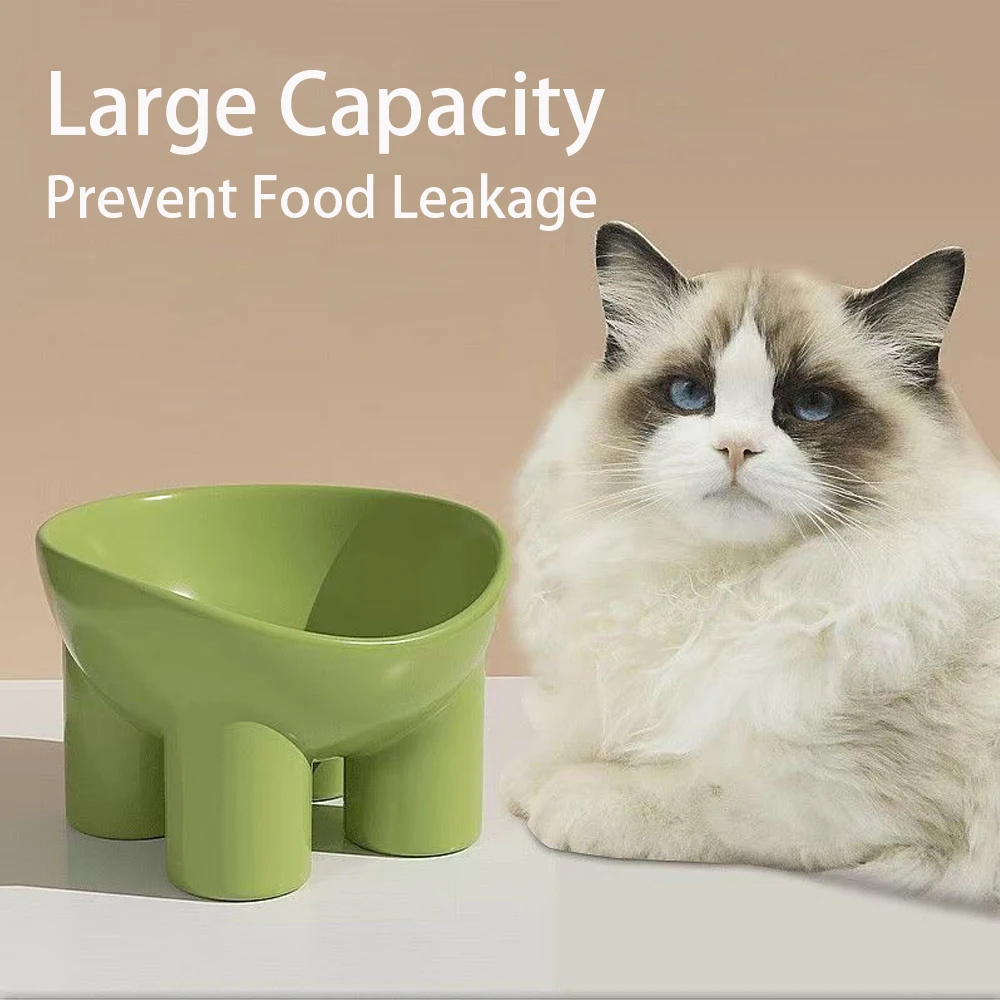 Cat Food Bowl Elephant Legs Neck Brace Bowl Macaron Color Oblique Mouth Drink Water Dog Bowl Anti-Tip Cute Pet Bowl