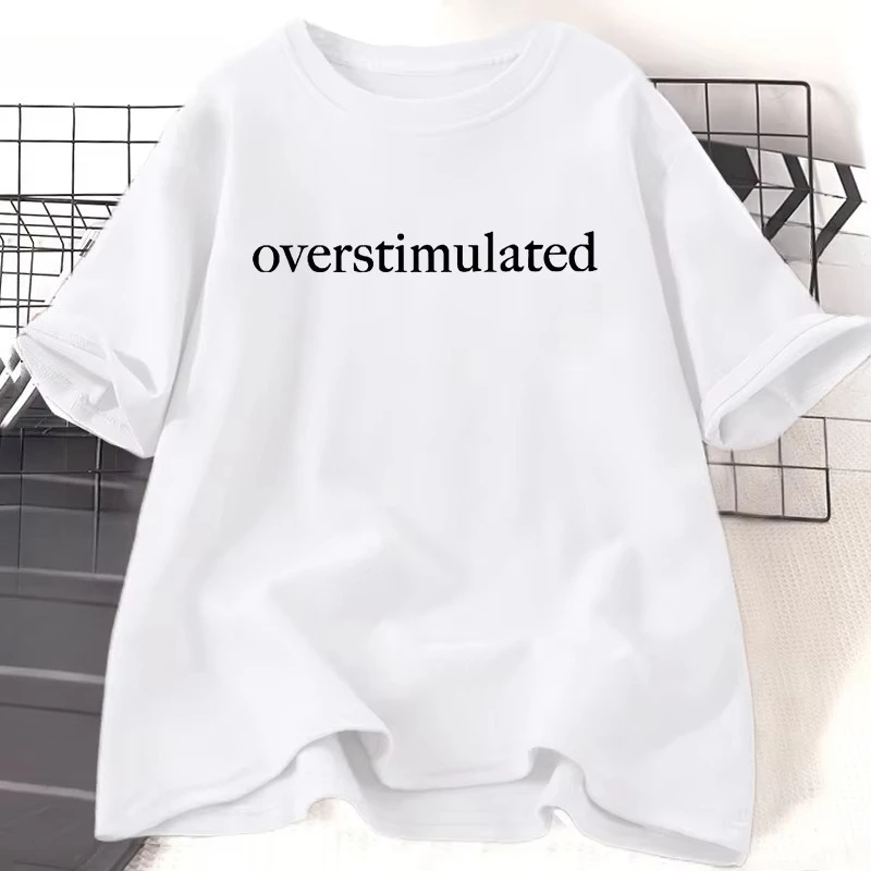 Overstimulated T Shirt for Mom Cowboy Frog Unhinged Tshirt Weirdcore Clothing Funny T-Shirt Casual Loose T-shirts for Men Women