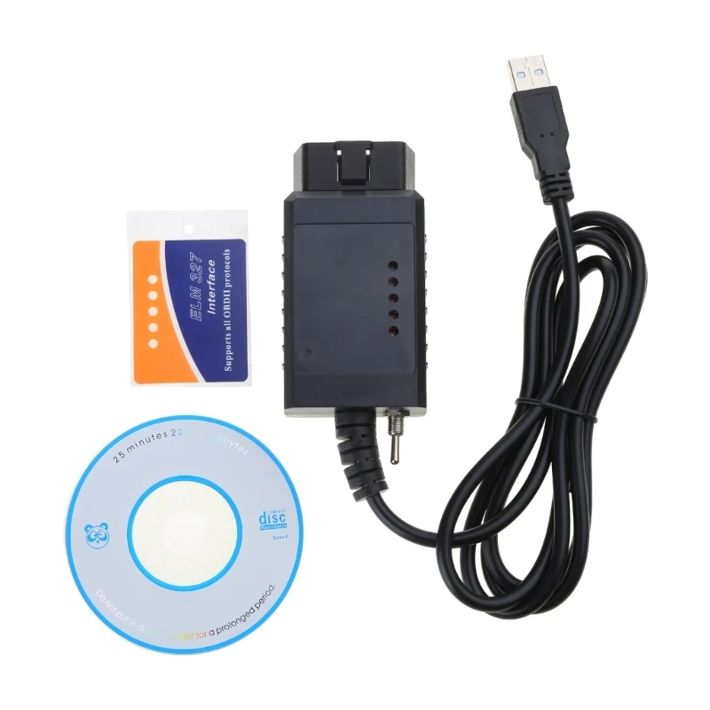 Elm 327 Chip Code Reader USB Diagnosis on for Windows with V1.5 PIC18F25K80 Chip OBD2 Adapter for Lin-coln Ma-zda Mer-cu