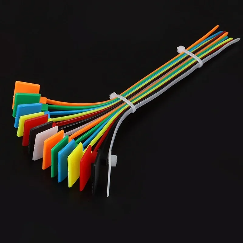3x100/4x150/4x200 مللي متر سهلة علامة اللون النايلون كابل العلاقات علامة تسميات البلاستيك حلقة العلاقات علامات كابل العلامة الذاتي قفل البريدي العلاقات