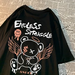 Endless Strvggle Angel Bear Men Women T-Shirts Breathable Loose Tops Summer Unisex Tee Clothing O-Neck Loose T-Shirts Couple