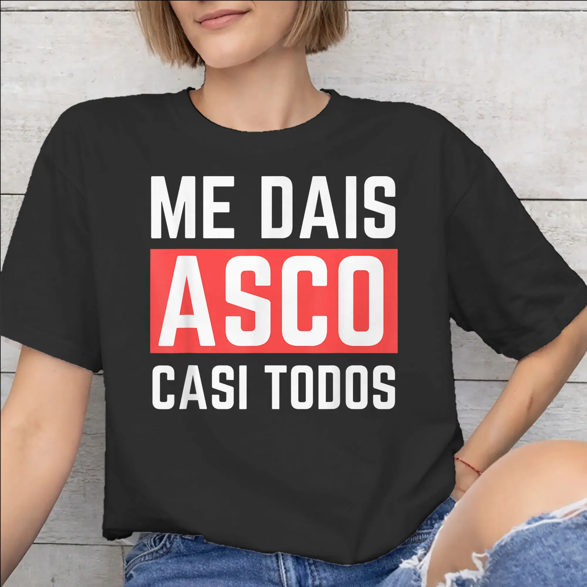 Футболка с графическим принтом Me Dais Asco Casi Todos для мужчин и женщин, 100% хлопок, одежда