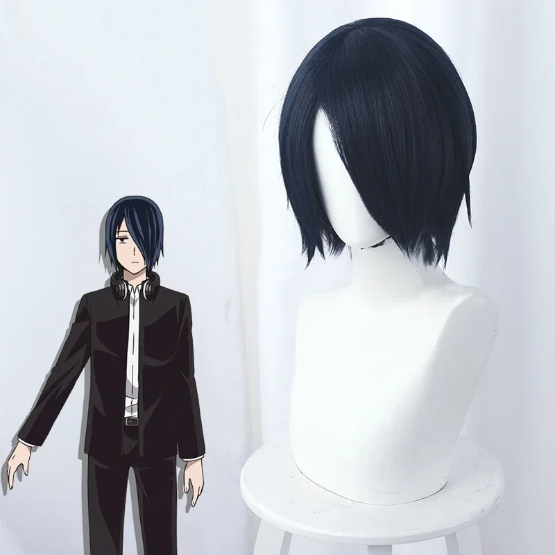 Kaguya-Sama: الحب هو الحرب يو Ishigami شعر مستعار تأثيري الأزرق الداكن تزييفها قصيرة ارتفاع درجة الحرارة هيربيسي زي لعب الأدوار الباروكات MN3